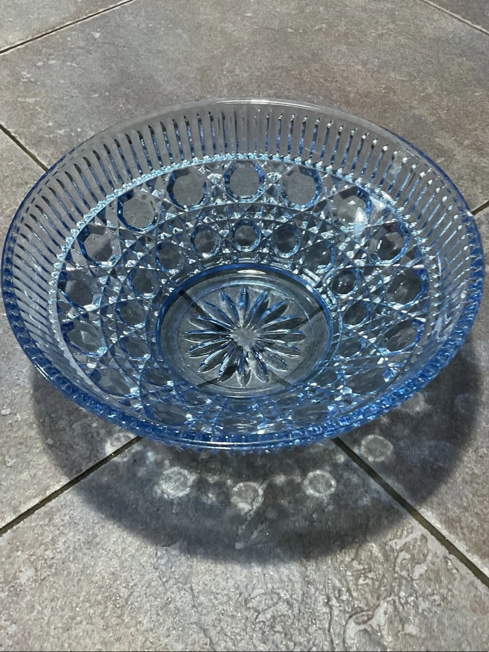 Windsor blue glass button and cane pattern.